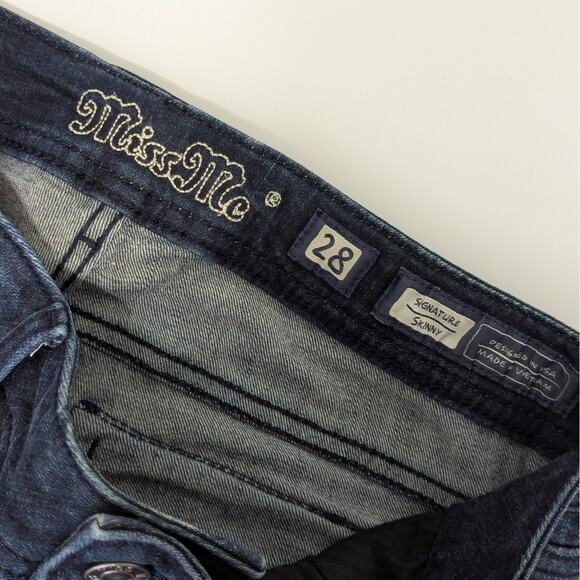 Miss Me Select Signature Skinny Stretch Jeans Dark Wash Blue Womens 28 Grunge - Picture 5 of 5